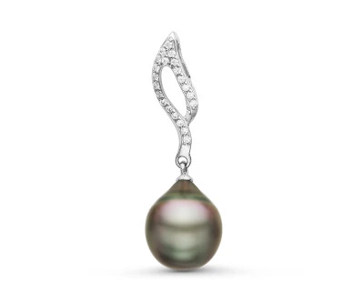 Кулон из серебра с черной морской Таитянской жемчужиной 10,6-10,9 мм