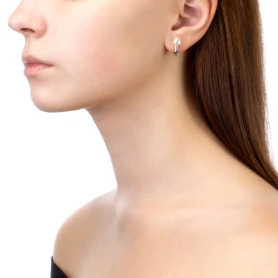 Серьги из серебра с белыми речными жемчужинами 6,5-7 мм