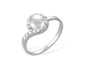 Кольцо из серебра с белой речной жемчужиной 5,5-6 мм