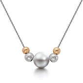 Цепочка из серебра 925 пробы с серебристой морской жемчужиной Акойя 8,5-9 мм