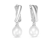 Серьги из белого золота с белыми морскими Австралийскими жемчужинами 10-10,5 мм