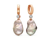 Серьги из серебра с серебристыми жемчужинами "Барокко" 13-16 мм