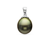Кулон из серебра с черной морской Таитянской жемчужиной 9,6-9,9 мм Кулон из серебра с черной морской Таитянской жемчужиной 9,6-9,9 мм