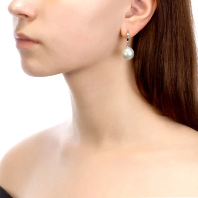 Серьги из серебра с японскими речными жемчужинами 14-14,5 мм