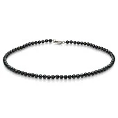 Ожерелье из черного круглого речного жемчуга класса ААА. Жемчужины 4-4,5 мм