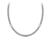 Колье из серебристого жемчуга со вставками из серебра. Жемчужины 8-8,5 мм