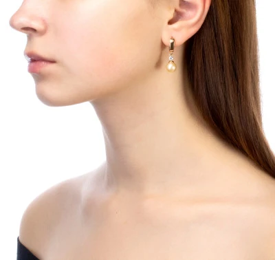 Серьги из серебра с розовыми речными жемчужинами 9-9,5 мм