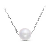 Цепочка из белого золота с белой круглой морской жемчужиной 8,5-9 мм. Длина 42 см