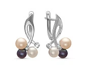 Серьги из серебра с речными жемчужинами "микс" 4,5-7 мм