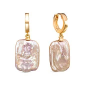 Серьги из серебра c розовыми речными жемчужинами "Барокко" 15-19 мм