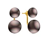 Пусеты "Диор" из серебра с черными речными жемчужинами 8,5-11 мм