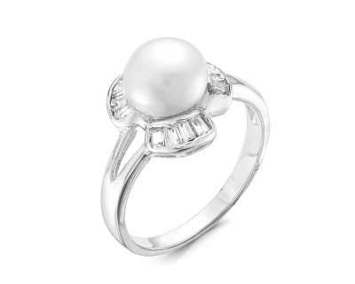 Кольцо из серебра с белой речной жемчужиной 8,5 мм