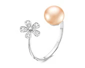 Кольцо "Диор" из серебра с розовой речной жемчужиной 7,5-8 мм