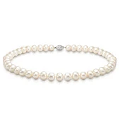 Ожерелье из белого овального речного жемчуга класса АА. Жемчужины 8,5-9 мм