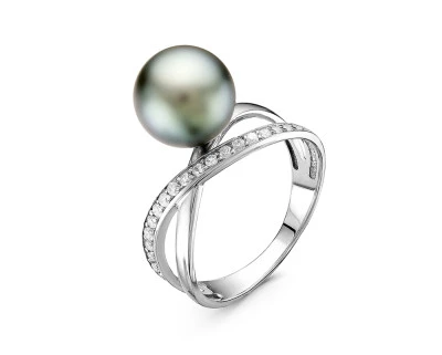 Кольцо из серебра с серебристой морской Таитянской жемчужиной 9-9,5 мм