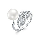 Кольцо из серебра с белой речной жемчужиной 8,5-9 мм