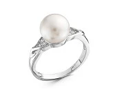 Кольцо из серебра с белой речной жемчужиной 9 мм