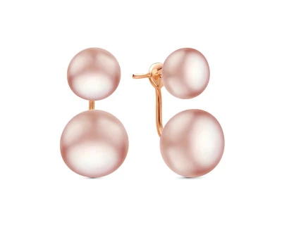 Пусеты "Диор" из серебра с розовыми речными жемчужинами 10,5-12 мм