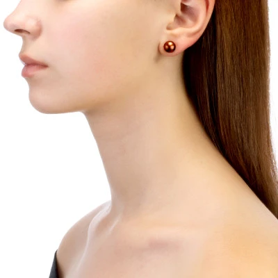 Пусеты из серебра 925 пробы с шоколадными речными жемчужинами 10-10,5 мм