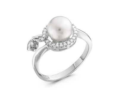 Кольцо из серебра с белой речной жемчужиной 8 мм