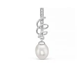 Кулон из серебра с белой каплевидной речной жемчужиной 7,5-8 мм