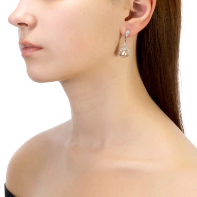 Серьги из серебра с розовыми речными жемчужинами 6,5-7 мм