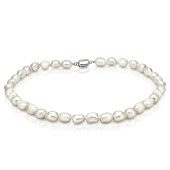 Ожерелье из белого барочного речного жемчуга класа АА+. Жемчужины 9-10 мм Ожерелье из белого барочного речного жемчуга класа АА+. Жемчужины 9-10 мм