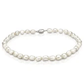 Ожерелье из белого барочного речного жемчуга класа АА+. Жемчужины 9-10 мм