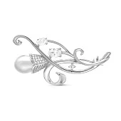 Брошь из серебра с белой Австралийской жемчужиной 9-9,5 мм