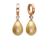 Серьги из серебра с золотистыми жемчужинами "Майорика" 16-20 мм