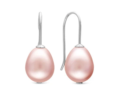 Серьги из серебра с розовыми речными жемчужинами 10-11 мм