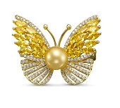 Брошь-кулон "Бабочка" с Австралийской морской жемчужиной 10-10,5 мм