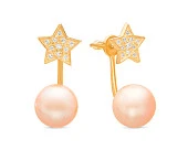 Пусеты "Диор" из серебра с розовыми речными жемчужинами 10,5-11 мм