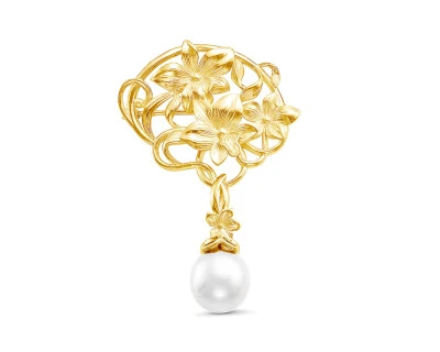 Брошь из серебра с белой Австралийской жемчужиной 10-10,5 мм