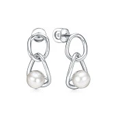 Серьги из серебра с белыми речными жемчужинами 7,5-8 мм