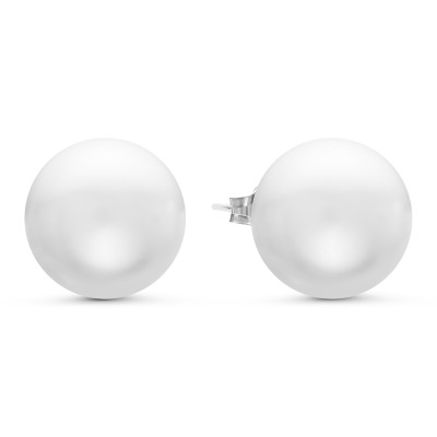 Пусеты из серебра 925 пробы с белыми речными жемчужинами 14,5-15 мм