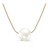 Цепочка из серебра 925 пробы с белой речной жемчужиной 10-11,5 мм