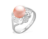 Кольцо из серебра с розовой речной жемчужиной 7,5-8 мм