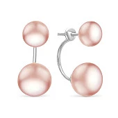 Пусеты "Диор" из серебра с розовыми речными жемчужинами 8,5-11 мм