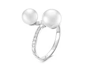 Кольцо из белого золота с белыми морскими жемчужинами Акойя 7-9 мм