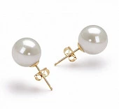 Пусеты из серебра 925 пробы с белыми речными жемчужинами 9,5-10 мм