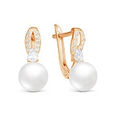 Серьги из красного золота с белыми речными жемчужинами 8,5-9 мм