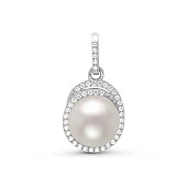 Кулон из серебра с белой речной жемчужиной 9,5-10 мм
