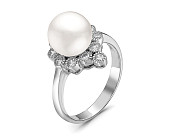Кольцо из серебра с белой речной жемчужиной 9-9,5 мм Кольцо из серебра с белой речной жемчужиной 9-9,5 мм