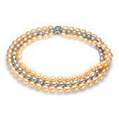 Ожерелье 3-рядное "микс" из рисообразного речного жемчуга. Жемчужины 10-11 мм Ожерелье 3-рядное "микс" из рисообразного речного жемчуга. Жемчужины 10-11 мм