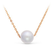 Цепочка из красного золота с белой морской жемчужиной 8,5-9 мм. Длина 40 см