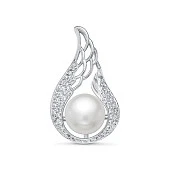 Кулон из серебра с белой речной жемчужиной 8,5-9 мм