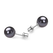 Пусеты из серебра 925 пробы с черными речными жемчужинами 8-8,5 мм