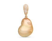 Кулон из серебра с розовой барочной жемчужиной 16-20 мм