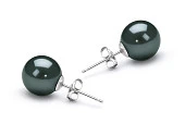 Пусеты из золота 585 пробы с черными морскими жемчужинами Акойя 8-8,5 мм